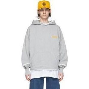 Drew House by Justin Beiber oversized grey hoodie raw hem embroidered logo XXL